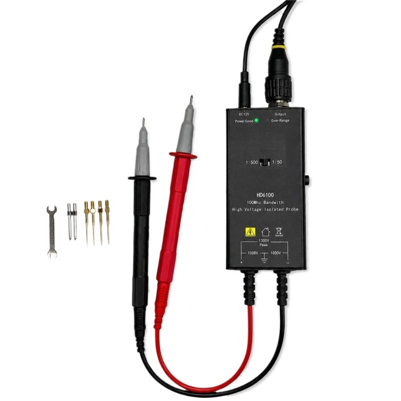High Voltage Differential Probe 100Mhz 1300V - アクティブプローブ用高電圧絶縁差動プローブ 100MHz帯域幅 50:1および500:1 高電圧 1300V/1.3KV