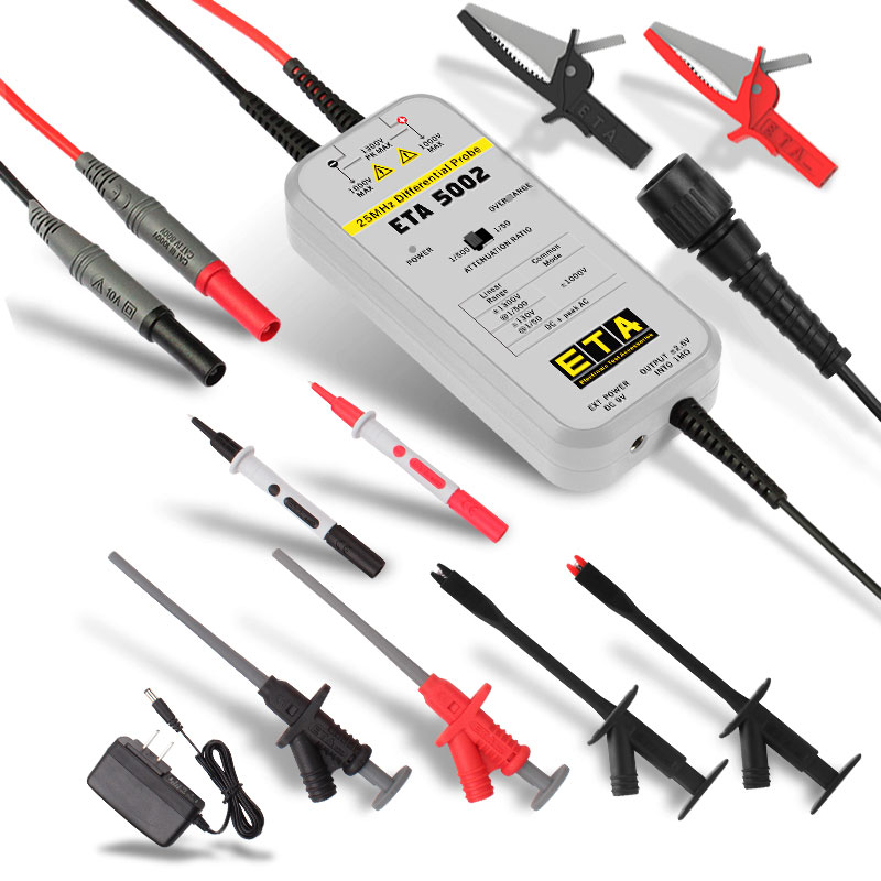 High Voltage Differential Probe 100Mhz 1300V - Miyee ETA5002/ETA5010/ETA5026 高電圧差動プローブ | 1300V/2600V信号テスト用25MHz/100MHzオシロスコーププローブ