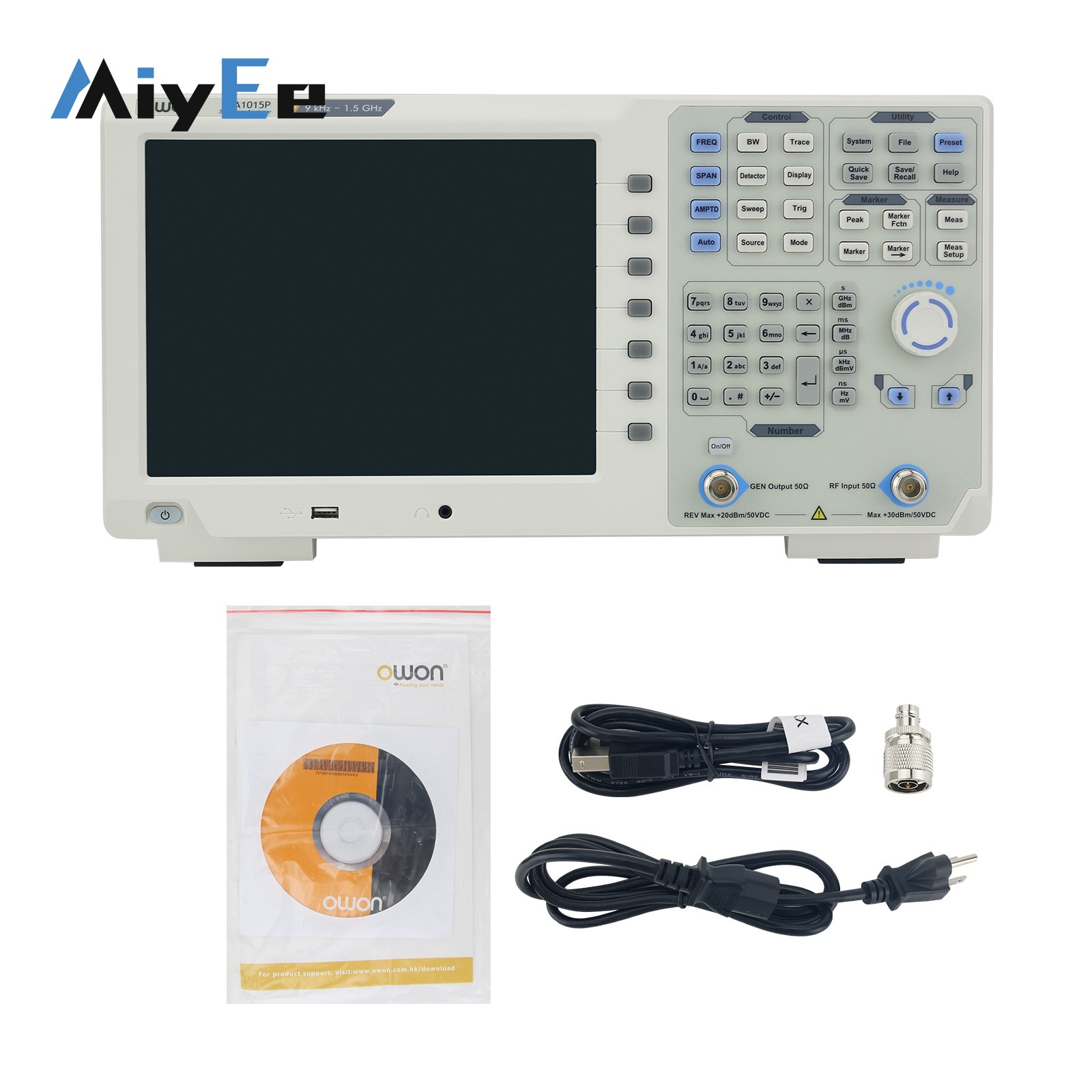 Spectrum Analyzer Tracking Generator 1.5Ghz - OWON XSA1015P-TG XSA1032P-TG スペクトラムアナライザ トラッキングジェネレータ搭載、9kHz-1.5GHz/3.2GHz、10.4インチTFT LCDタッチスクリーンRF