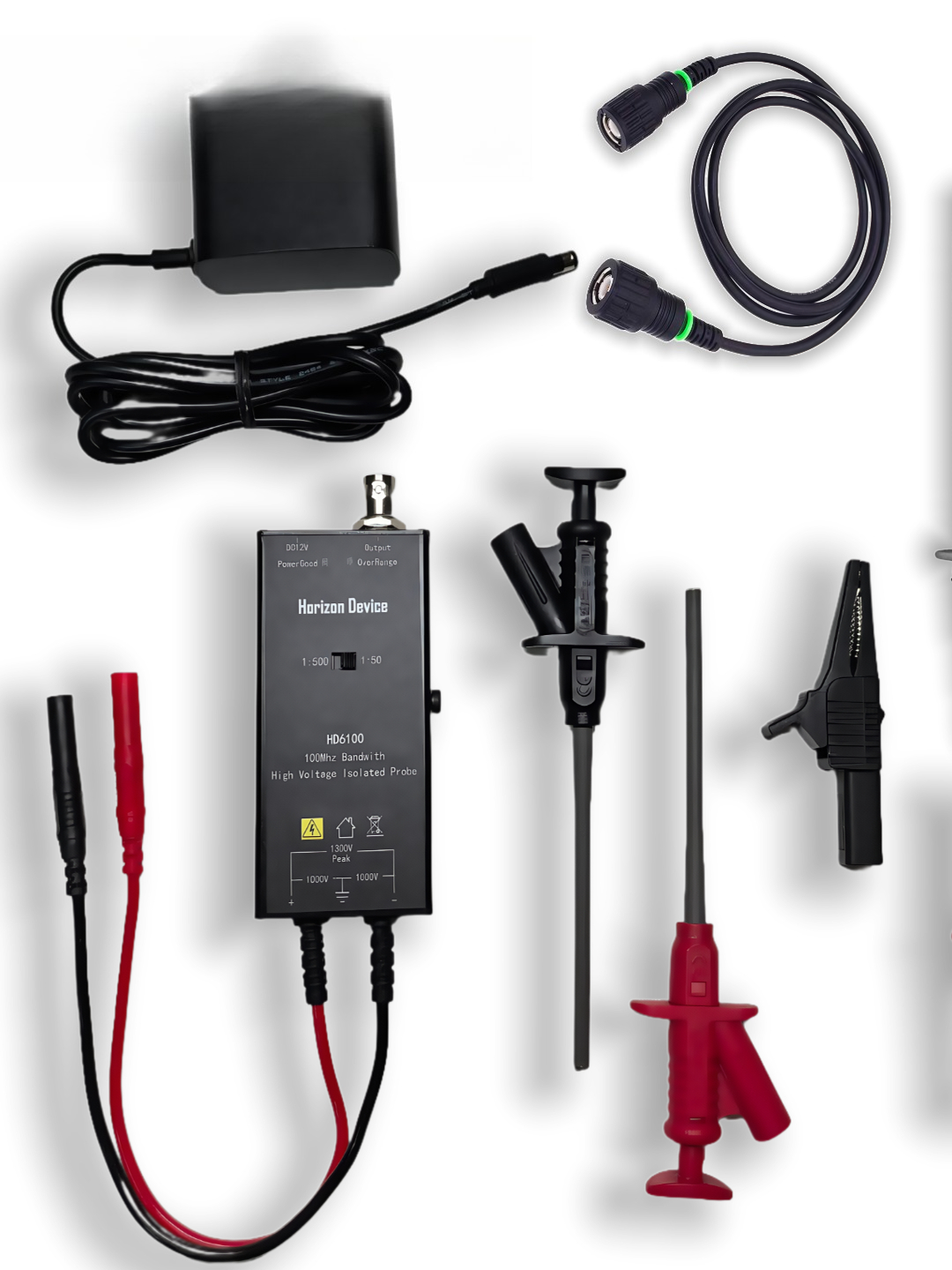 High Voltage Differential Probe 100Mhz 1300V - アクティブプローブ 高電圧絶縁差動プローブ 100Mhz 帯域幅 50:1 および
