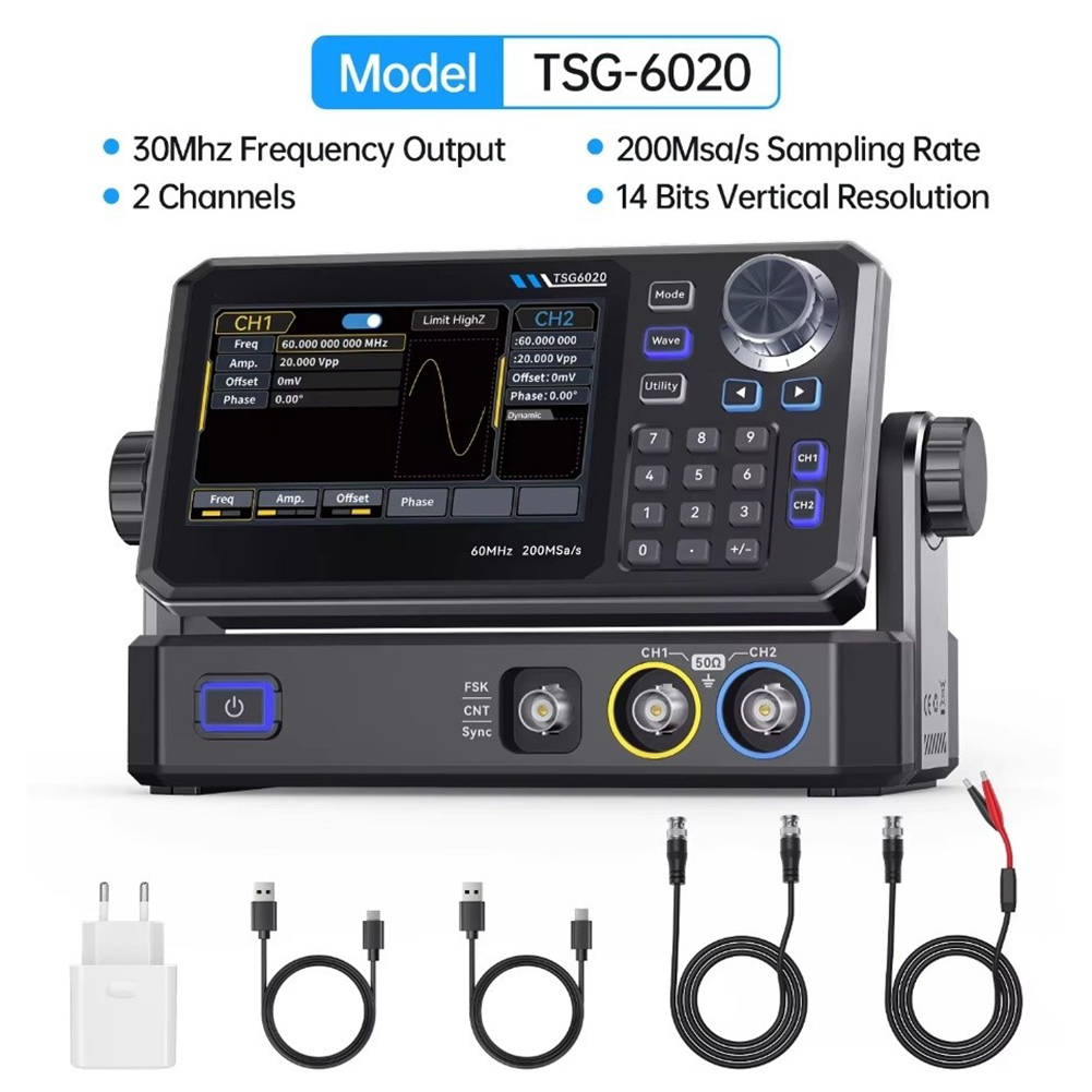 Dual Channel Arbitrary Waveform Function Generator 60Mhz - TSG6020 60MHz デュアルチャンネル機能信号発生器 200MSa/s 電子テスト用 AM