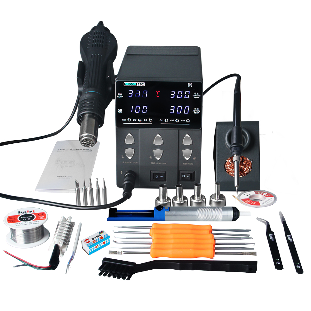 SUGON-202 760ワット2 1はんだステーションホッ - Smd Rework Station Hot Air Soldering 2 In 1 のレビューと価格