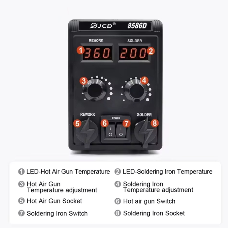 8586D はんだ付けステーション 2in1 750W ホッ - Smd Rework Station Hot Air Soldering 2 In 1 のレビューと価格