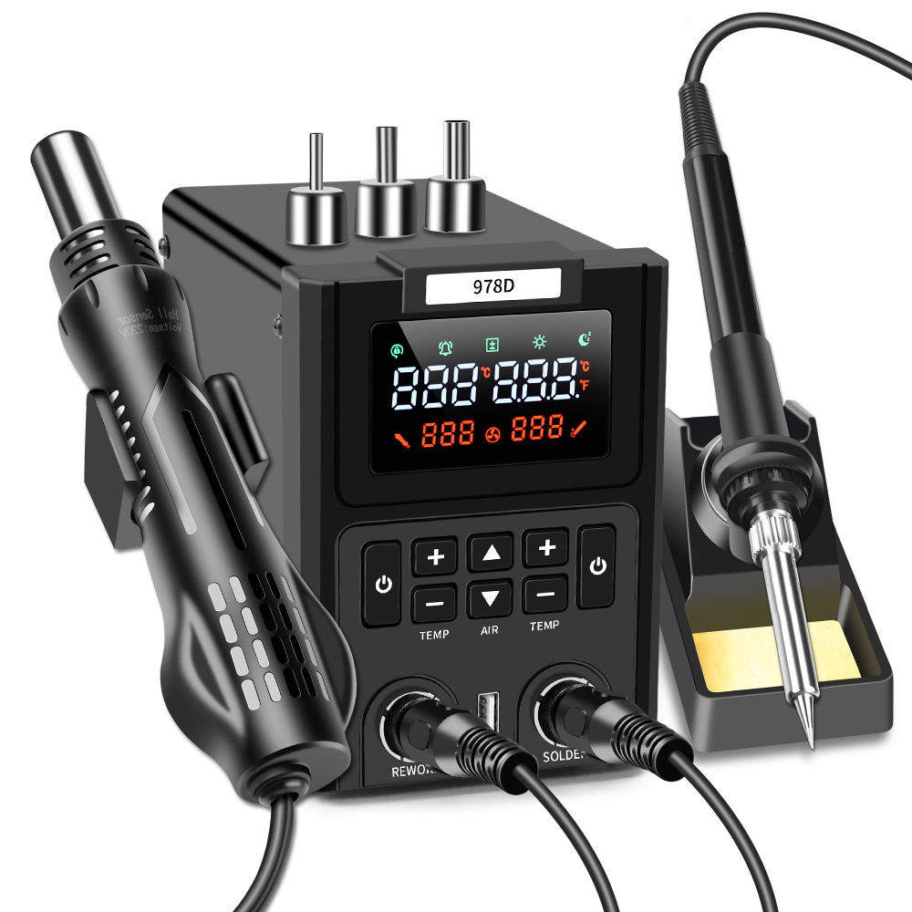 デュアルLEDデジタルディスプレイ搭載 熱風ヒートガンとはん - Smd Rework Station Hot Air Soldering 2 In 1 のレビューと価格