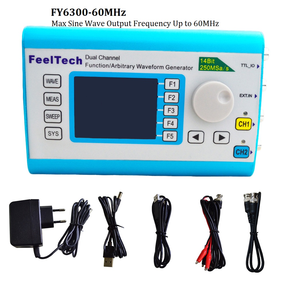 FY6300 機能任意波形信号発生器 20MHz-60MHz - Dual Channel Arbitrary Waveform Function Generator 60Mhz のレビューと価格