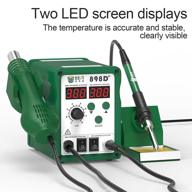 BST-898d+ デジタルはんだ付けステーション 新型2- - Smd Rework Station Hot Air Soldering 2 In 1 のレビューと価格